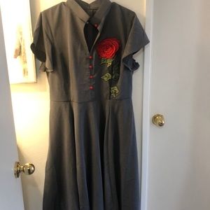 Long Dress with Floral Embroidery